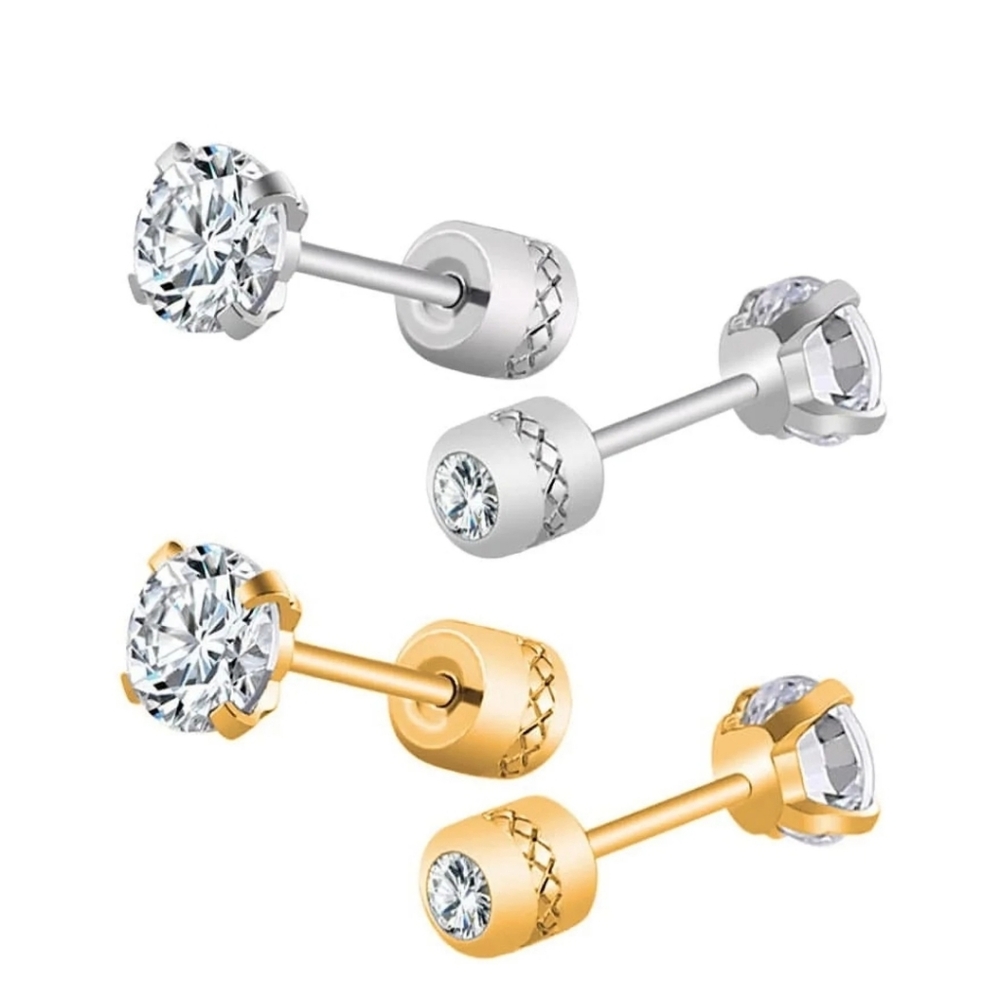 2 Pairs Of 5mm Screw Back Earrings